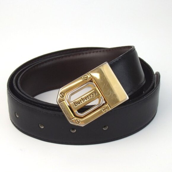 Authentic BURBERRYS Logo buckle reversible belt leather [Used] - Picture 1 of 11